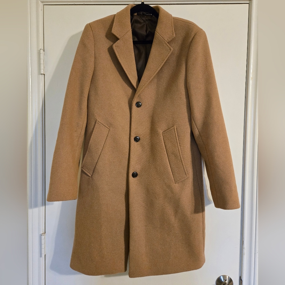 Zara Womens Camel Wool Blend Coat